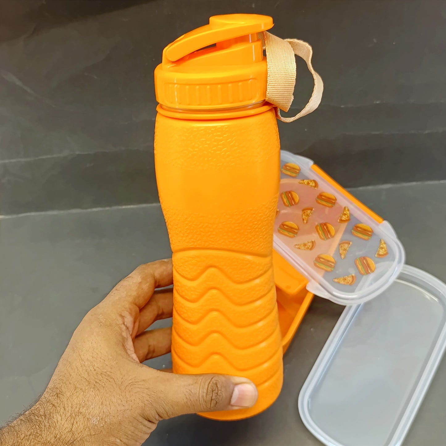 Appollo Buddy  2-Layer Plastic Kids Lunch Box and Water Bottle Set ( Random Colors Will Be Sent)
