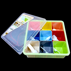 Elegant Smart Multi-Function Square Shape 9-Section Plastic Spices Organizer Masala & Dry-Fruit Box