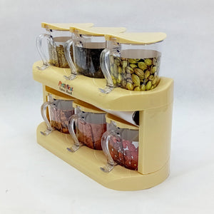 Pretty Neat Space-Saving Plastic Masala & Spices Storage Rack With Spoons (Random Colors Will be sent)