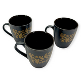 Pack Of 6pcs Daily Use Medium-Size Ceramic Black Cups Set