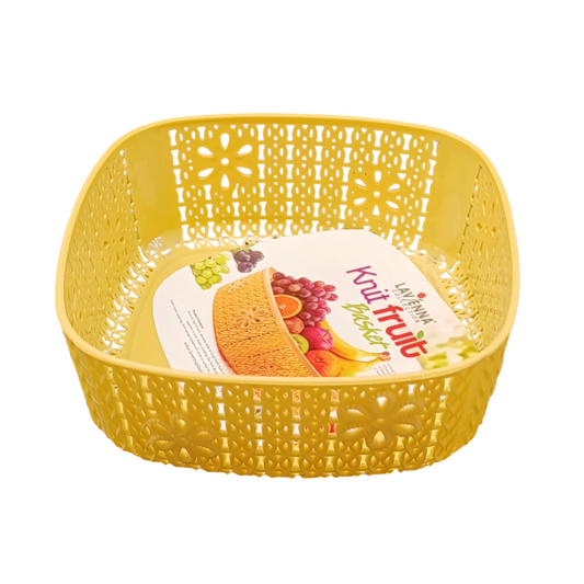Lavena Small 1Pcs Plastic Square  Shape Fruit Basket (Random Colors Will Be Sent)