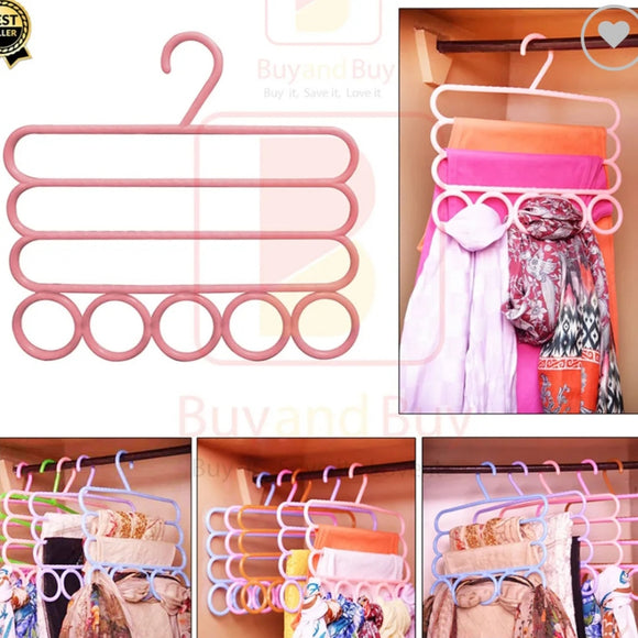 Pack Of 2pcs Set Plastic Scarf And Dupata Organizing Hanger ( 5-Small Holes & 3-Large Holes Random Colour Will be Sent)