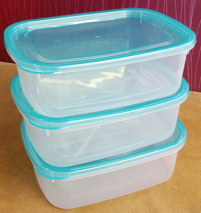 Appollo Crisper Pack Of 3pcs Small Size Plastic Bowl Food Keeper Container Set ( Random Colors )