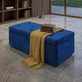 2-In-1 Velvet Blue Clothing Storage Ottoman Box Super Soft & Durable