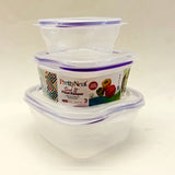 Pretty Neat Pack Of 3pcs Square Medium-Size Plastic Food Storage Bowl Set(Random Colors Will be sent)