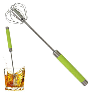 Stainless Steel Medium-Size Manual Press Rotatory Beater (Random Colors Will be sent)