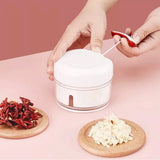 Mini Speedy Manual Ginger Garlic Chopper Extra Small-Size Quick Speedy Vegetables Pull Rope Chopper