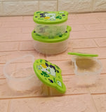 Charlie Pack of 4pcs Small Size printed Air-Tight Transparent Plastic Storage Bowl Set ( Random Color Will be Sent )