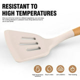 Silicon Heavy-Duty Kitchen Spatula or Spoon With Wooden Handle ( Random Colors Will Be Sent )