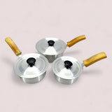King Cook Pack Of 3pcs Small & Medium Size Silver Sauce Pan Set