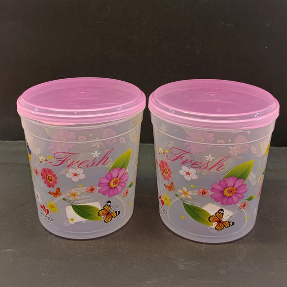 Omega Fresh Printed 500ml 2Pcs Plastic Food Storage jar ( Random Color Will be Sent )