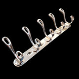 Stainless steel 5-Hook Hanging  Silver Wall-Mount Screw Rail Hanger