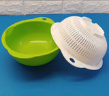 Medium-Size 9-inches Dual Plastic Colander Strainer Bowl (Random Colors)