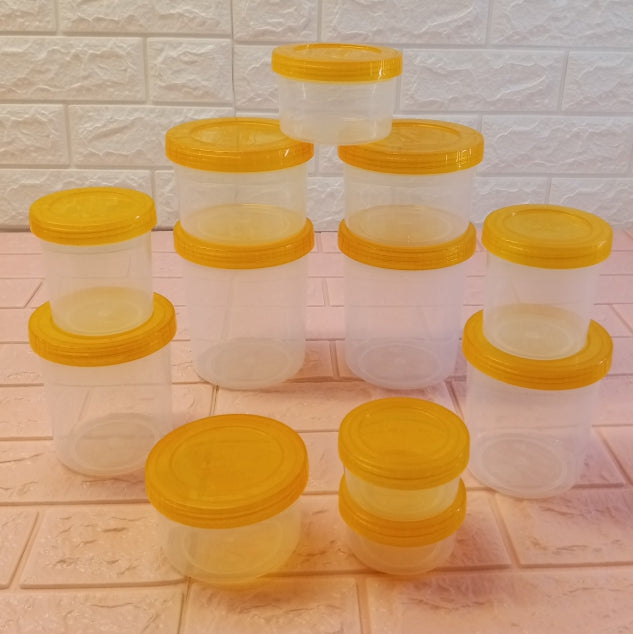 Appollo Bundle Pack Of 12pcs Medium & Small Size Plastic Heavy-Duty Food Jar Set ( Random Colors )