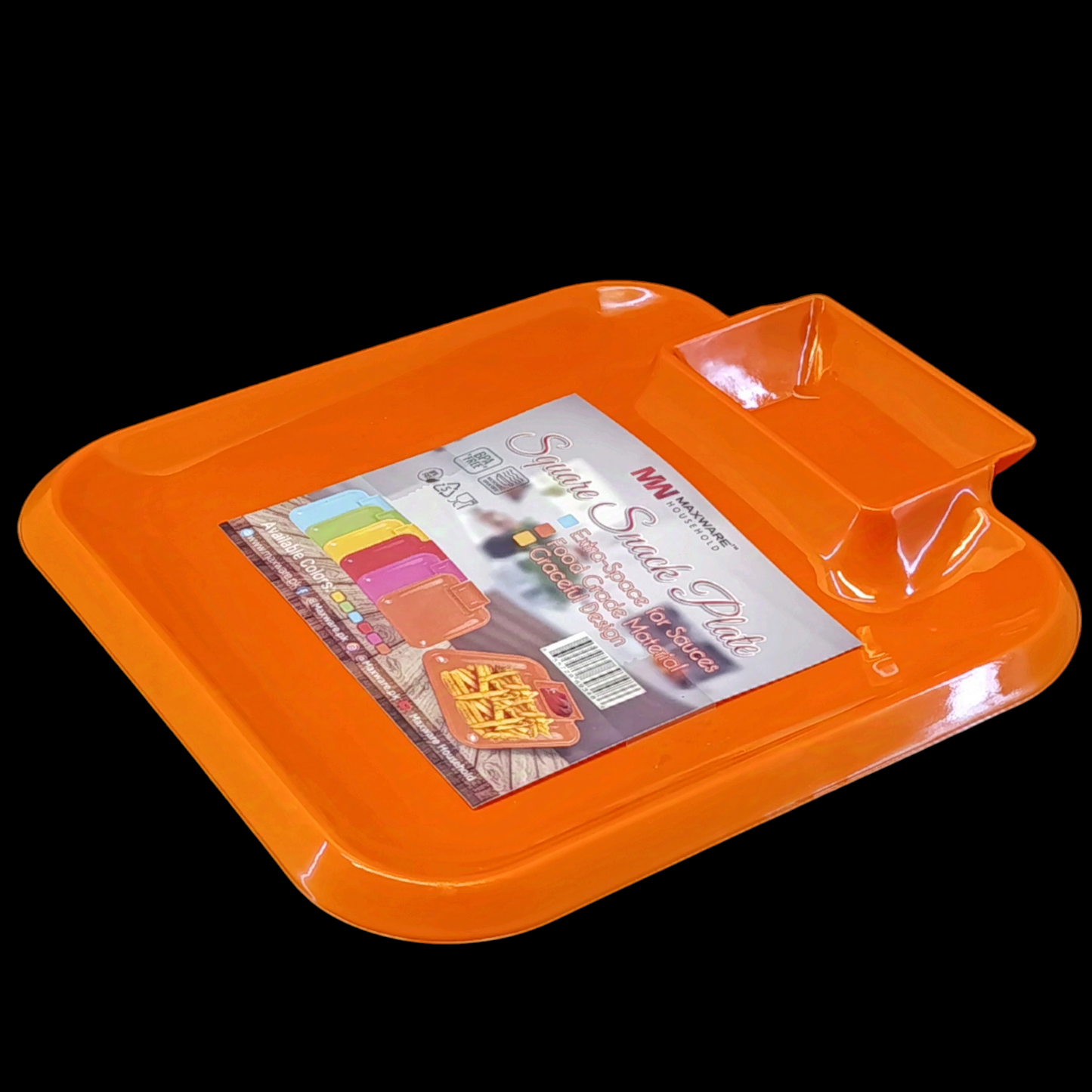 1 pcs Kids' Square Shape Medium-Size Snack Plastic Plates (Multiple Colours Will be Sent)