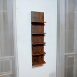 Wall Mount Home Decor Storage Space Saver Laminated Wooden Books Organizer Rack (Brown Color)