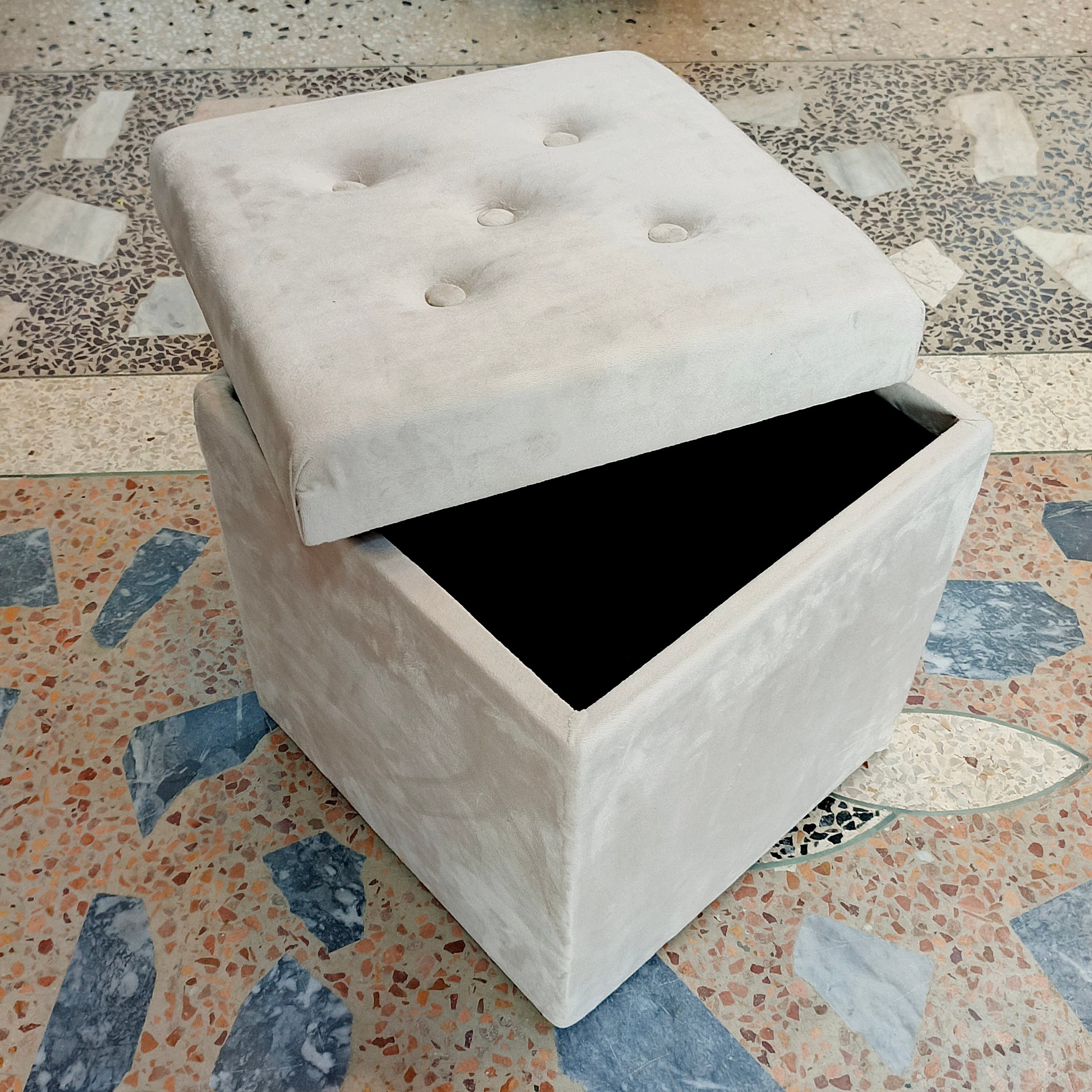 2-In-1 Space Saving Sitting Storage Ottoman Stool Super Soft & Durable