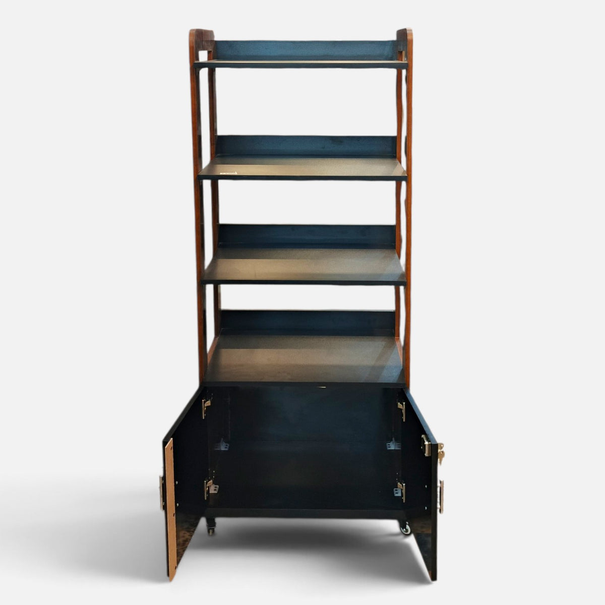 4-Layer Laminated Wooden Kitchen Multi-Purpose Rack With Cabinet ( Movable Wheels )
