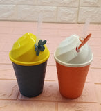 Kids' 350ml Plastic Glass With Straw ( Random Colors Will Be Sent )