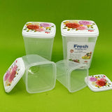 Omega Fresh Pack of 4pcs medium Size Air-Tight Transparent Plastic Storage Bowl Set