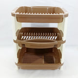 Plastic 3-Layer Dishes & Plates Organizing Rack (Random Colors Will be sent)