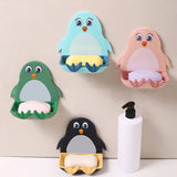 Penguin Sticky Self-Adhesive Double Tape Wall-Mount Plastic Soap Dish( Random Colors Will be sent)