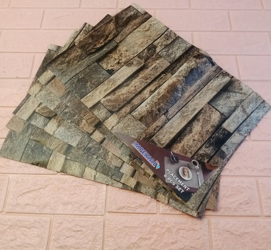Pack Of 6pcs Dinning & Tea Mats Wooden Design (18 x 12 inches)