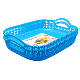 Pretty Fruit Basket Pack Of 2pcs Plastic Rectangular Shape (Random Colors Will Be Sent)