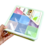 Elegant Smart Multi-Function Square Shape 9-Section Plastic Spices Organizer Masala & Dry-Fruit Box