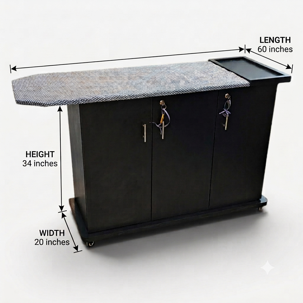 Large Size Iron Stand With Movable Wheels & Cabinet Space