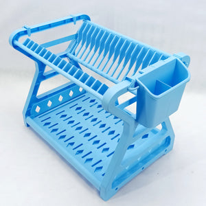 Classic Kitchen Plastic 2-Layer Dishes & Plates Organizing Rack (Random Colors Will be sent)