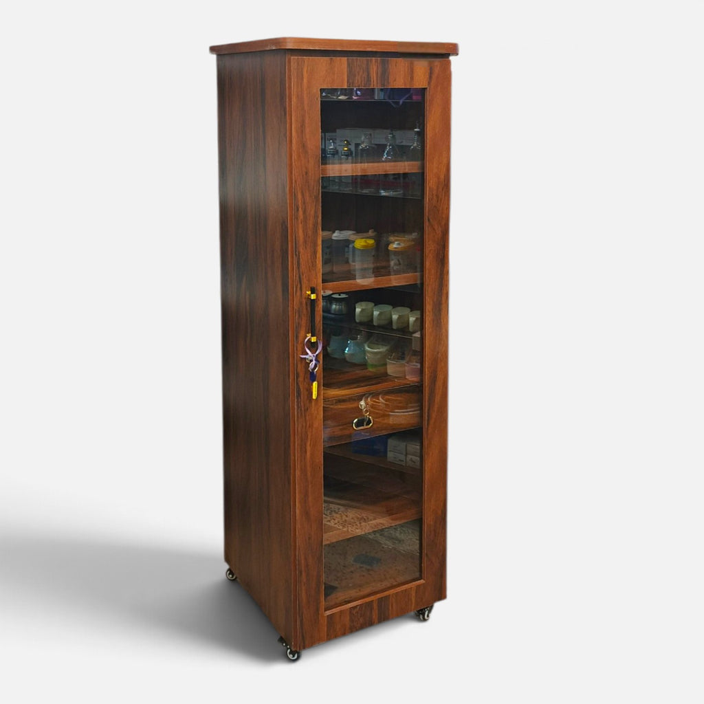 Movable Wheels Single Door  Storage Cupboard Divider Almirah With Drawer & Removable Adjustable Shelves