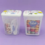 Omega Fresh Pack Of 2pcs medium Size Plastic Heavy-Duty Food Jar Set ( Transparent with Colourful Lid )