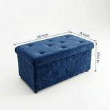 2-In-1 Velvet Blue Clothing Storage Ottoman Box Super Soft & Durable
