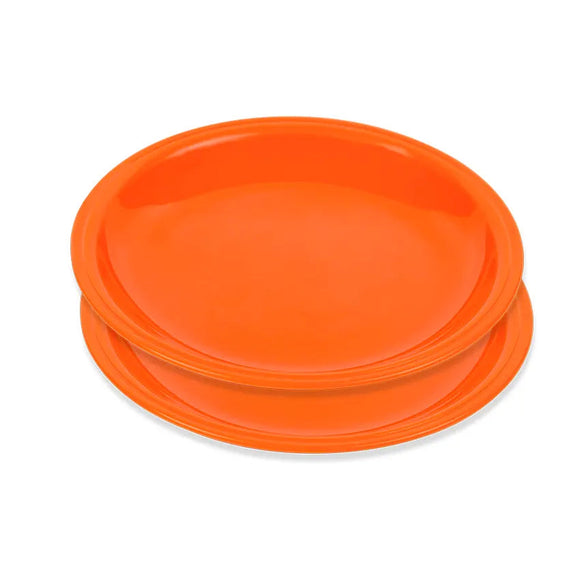 Appollo Pack Of 2pcs Kids' Round Medium-Size Snack Plastic Plates (Multiple Colours Will be Sent)