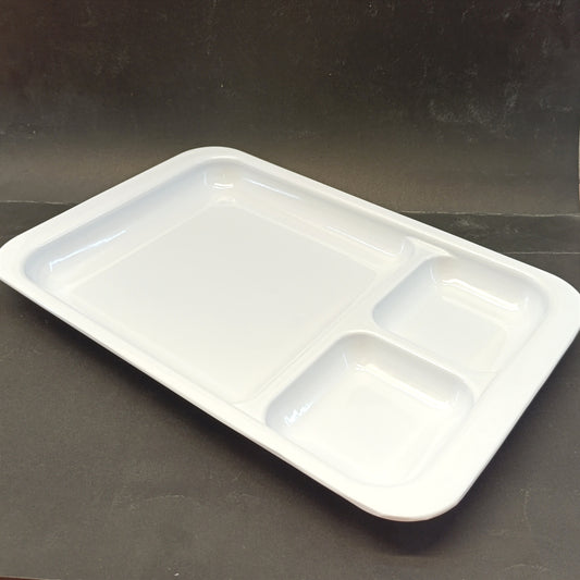 3 Partision Plastic Melamine 12 X 8.2 inches Food Serving Platter Tray (Random Colour Will be Sent)