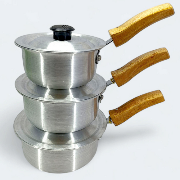 King Cook Pack Of 3pcs Small & Medium Size Silver Sauce Pan Set