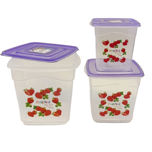 Pretty Neat 3pcs Airtight Multi-Purpose Plastic Grains, Staples & Snack Storage Jar Set(Random Colors Will be sent)