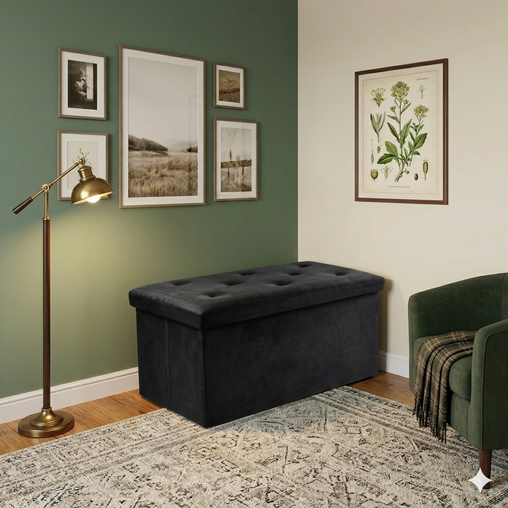 2-In-1 Velvet Clothing Storage Ottoman Box Super Soft & Durable