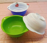 Medium-Size 9-inches Dual Plastic Colander Strainer Bowl (Random Colors)
