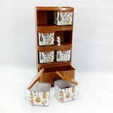 Pretty Neat Space-Saving Plastic Masala & Spices Storage Tower Rack With Spoons(Random Colors Will be sent)