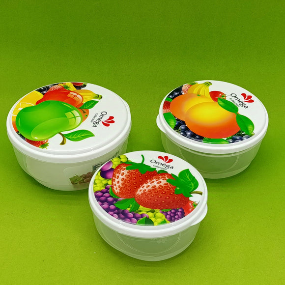 Fresh Pack of 3pcs medium Size Air-Tight Transparent Plastic Round Storage Bowl Set