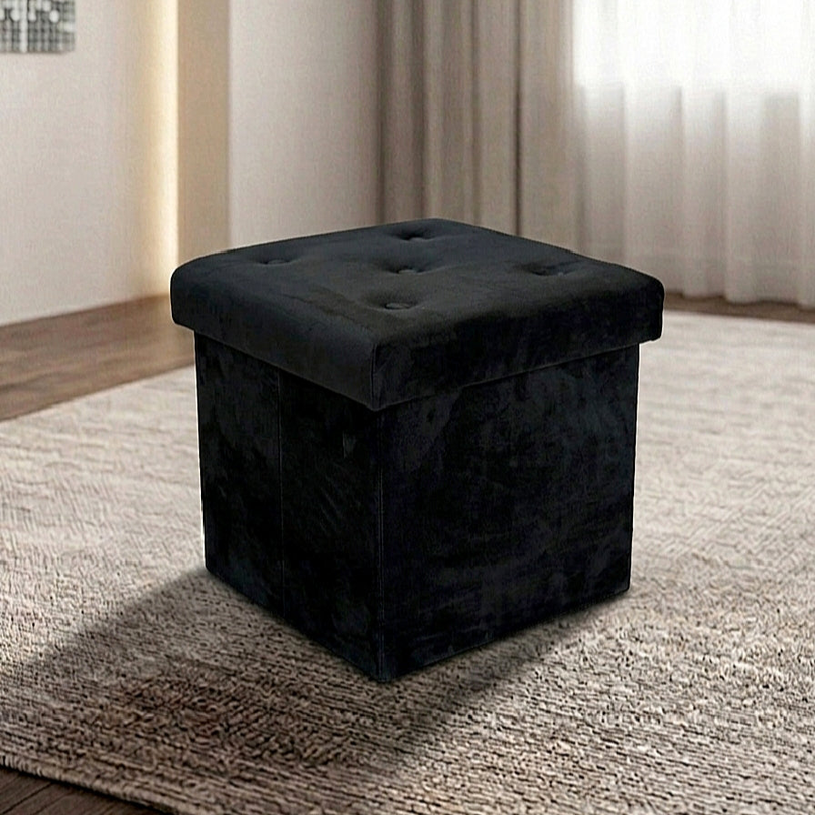 2-In-1 Space Saving Sitting Storage Ottoman Stool Super Soft & Durable