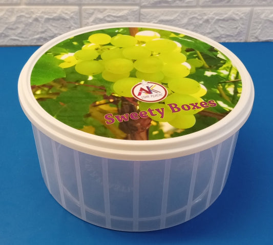 Star Printed Transparent Plastic Large Size Round Storage Bowl