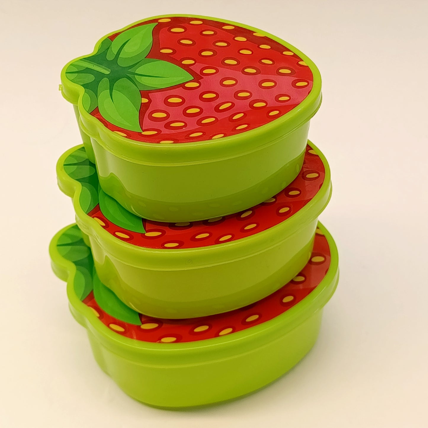Omega Strawberry Shape Bowl Pack Of 3Pcs Bowl Set ( Random Colors Will Be Sent)