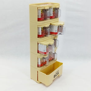 Pretty Neat Space-Saving Plastic Masala & Spices Storage Tower Rack With Spoons(Random Colors Will be sent)