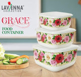 Lavena Square Shape 3pcs Food Storage Bowl Set ( Random Colors Will Be Sent)