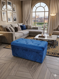 2-In-1 Velvet Blue Clothing Storage Ottoman Box Super Soft & Durable