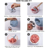 Buy One Get One Free Deal Manual 1.5-Litres Push Hand-Press Vegetable & Rope Pull Multi-Function Chopper
