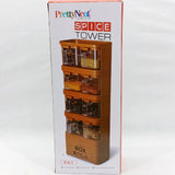 Pretty Neat Space-Saving Plastic Masala & Spices Storage Tower Rack With Spoons(Random Colors Will be sent)